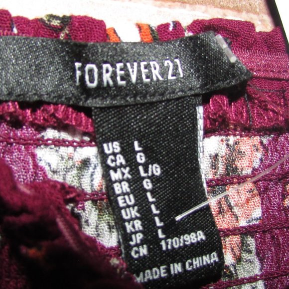 Forever 21 Burgundy Off The Shoulder Floral Dress - Picture 2 of 3